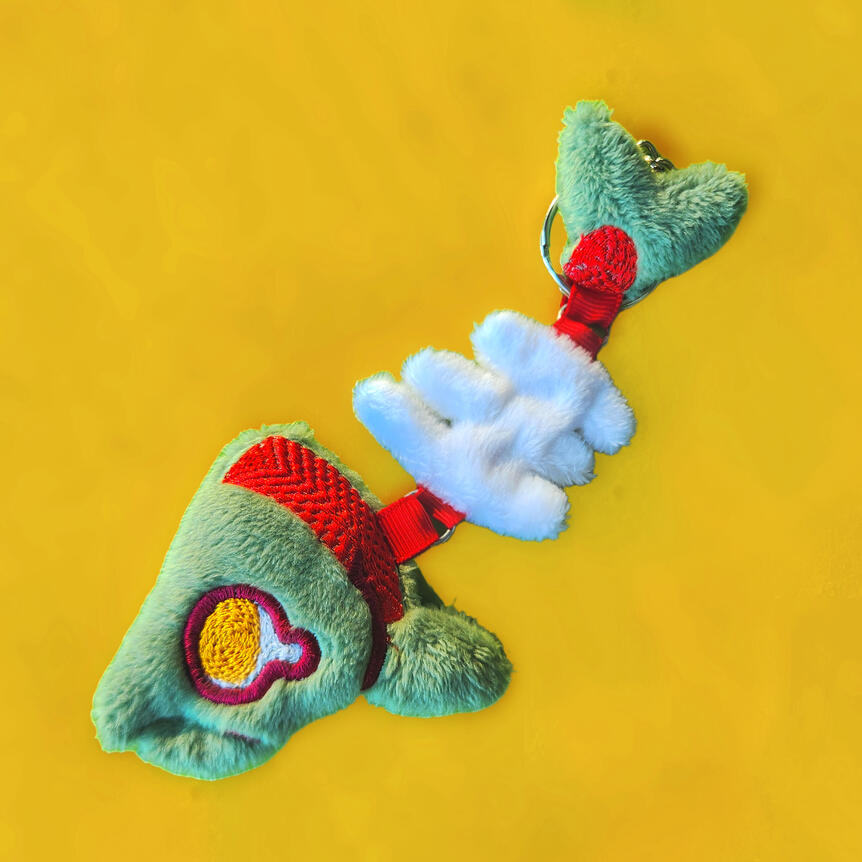 embroidered salmon keychain